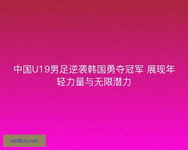 中国U19男足逆袭韩国勇夺冠军 展现年轻力量与无限潜力